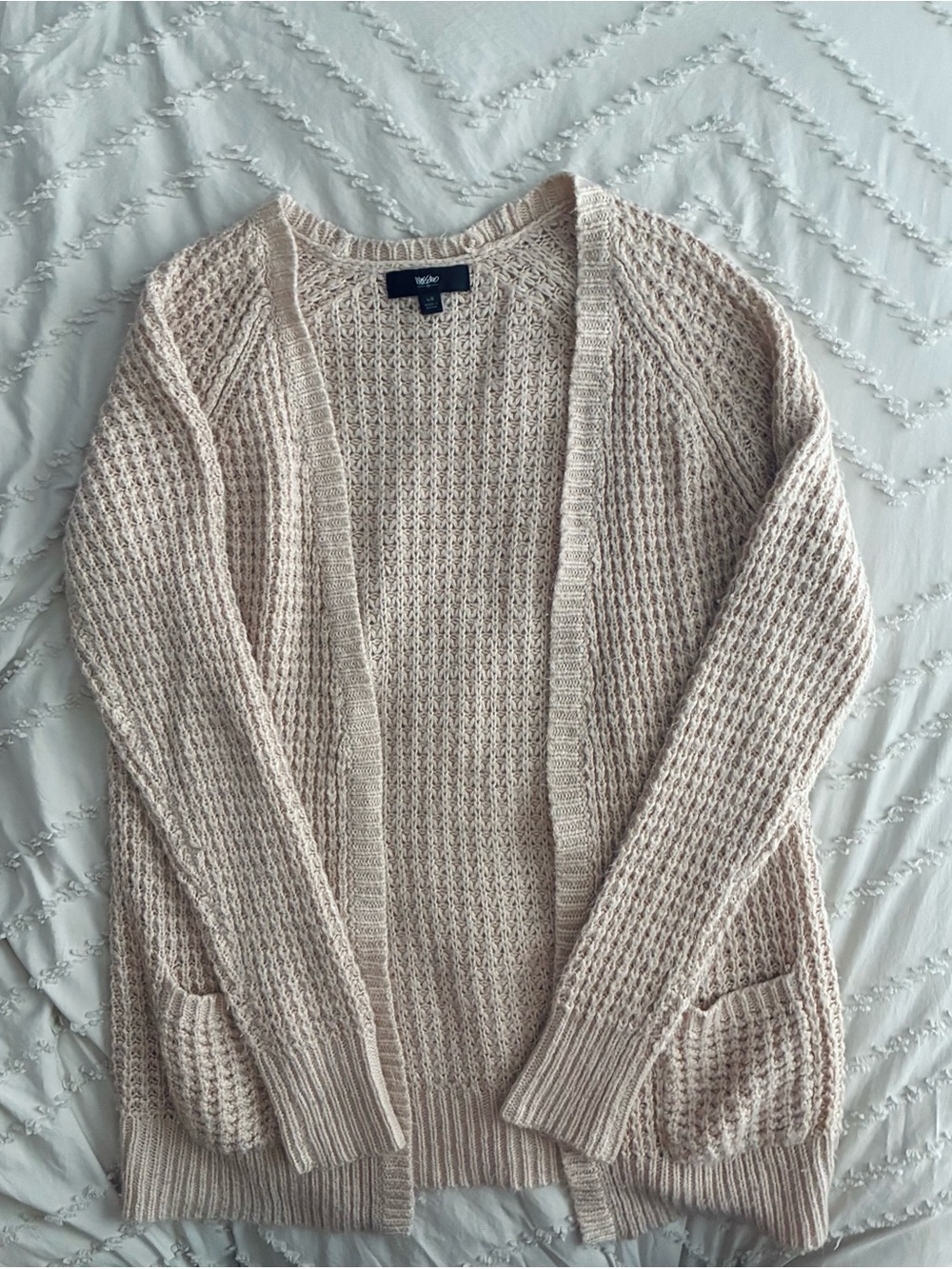 Mossimo Supply Co. Cream Open-Front Knit Cardigan with Pockets